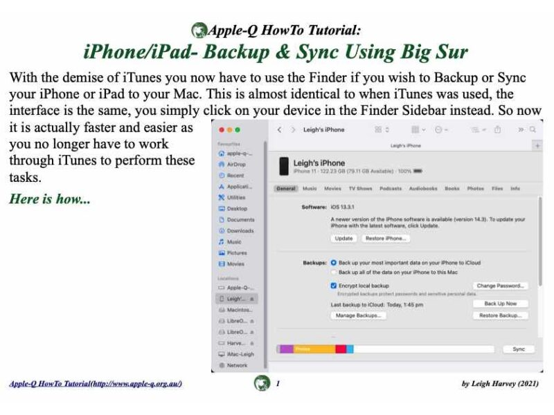 HowTo: iPhone/iPad- Backup & Sync Using Big Sur (2021)