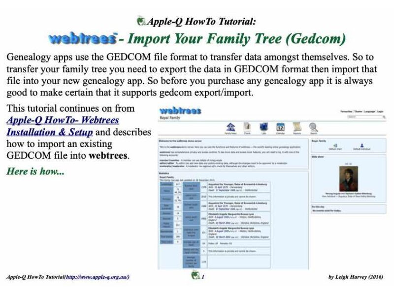 HowTo: webtrees: Import Your Family Tree (Gedcom)(2016)