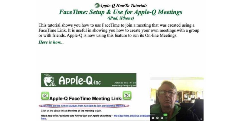HowTo: FaceTime: Setup & Use for Apple-Q Meetings (iPad,iPhone)(2025)