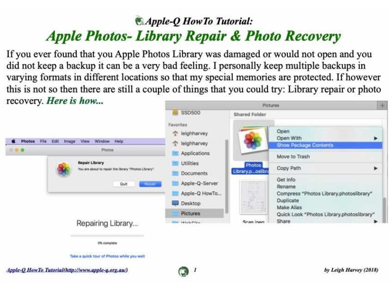 HowTo: Apple Photos- Library Repair & Photo Recovery (2018)
