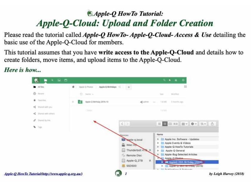 HowTo: Apple-Q-Cloud: Upload and Folder Creation (2018)
