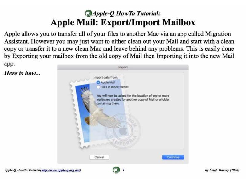 HowTo:  Apple Mail- Export/Import Mailbox (2020)
