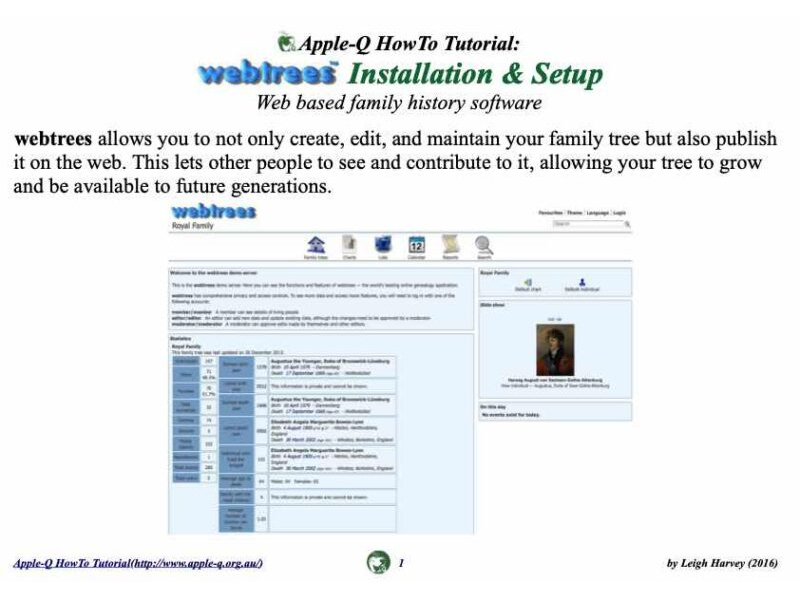 HowTo: webtrees: Installation & Setup (Web based family history software)(2016)