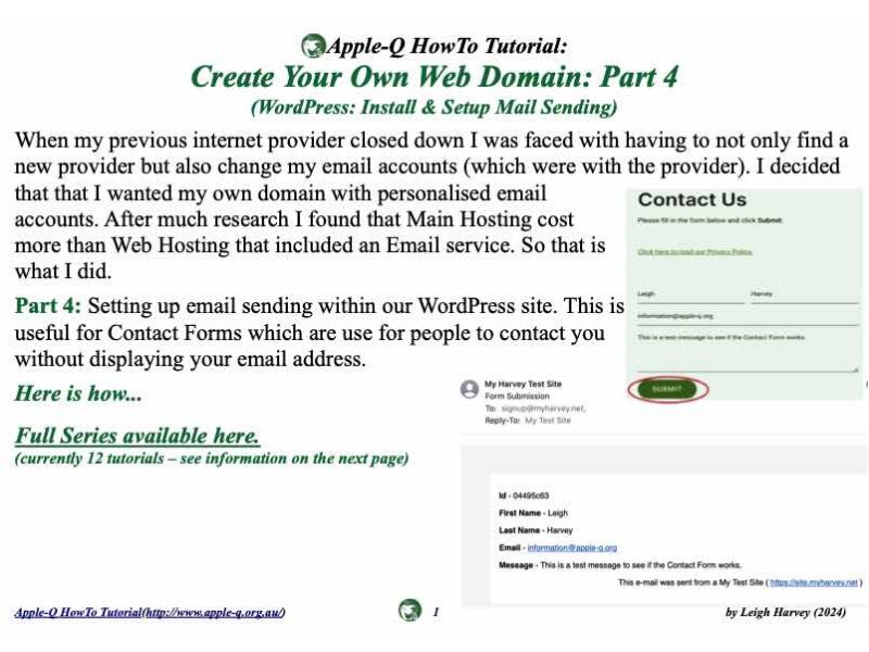 HowTo: Create Your Own Web Domain 4 (WordPress: Install & Setup Mail Sending)(2024-07)