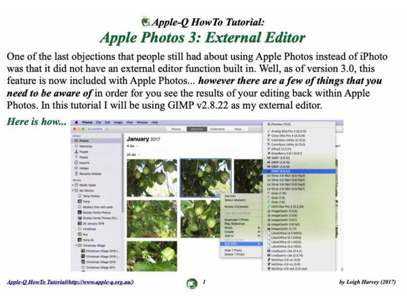 HowTo: Apple Photos 3: External Editor (2017)