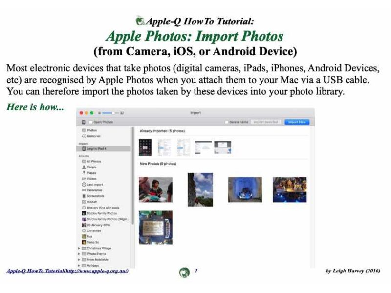 HowTo: Import Photos into Apple Photo (from Camera, iOS, or Android Device)(2017)